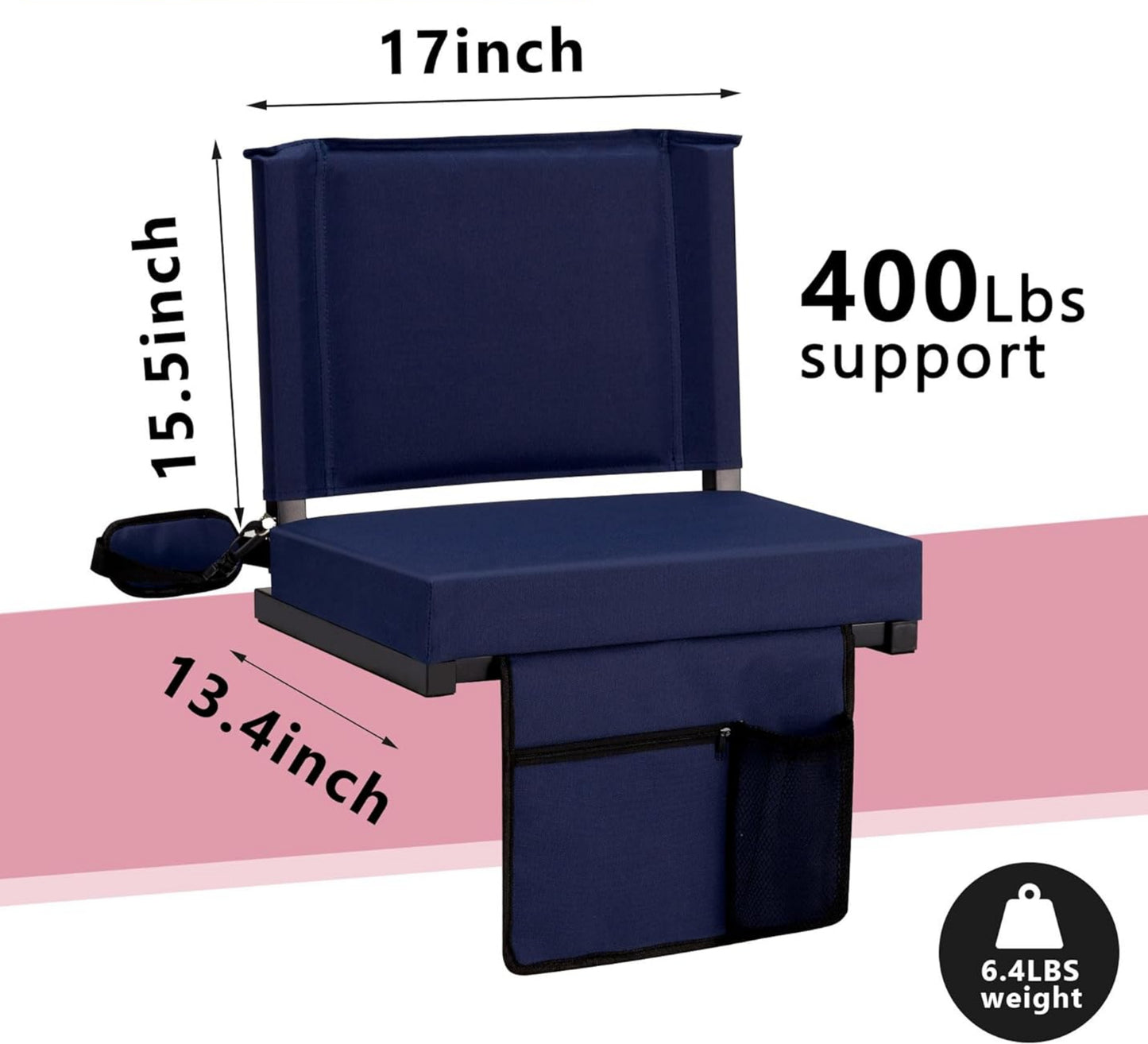Panther Pride Folding Stadium Seat With Back Support