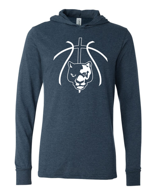 Panther Head Cross Ball - Adult Hooded Long Sleeve